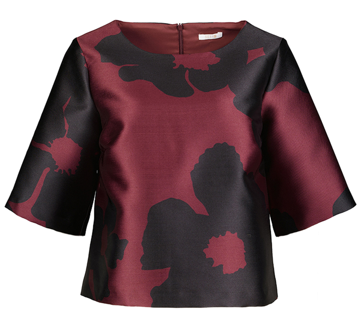 Bordeaux en zwarte blouse in print Kala Senso