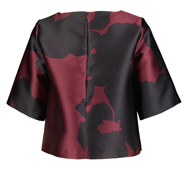 Bordeaux en zwarte blouse in print Kala Senso