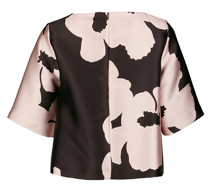 Zwarte en lichtroze blouse in print met korte mouwen Kala Senso