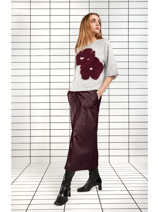Bordeaux rok in imitatie leder Ishi Senso