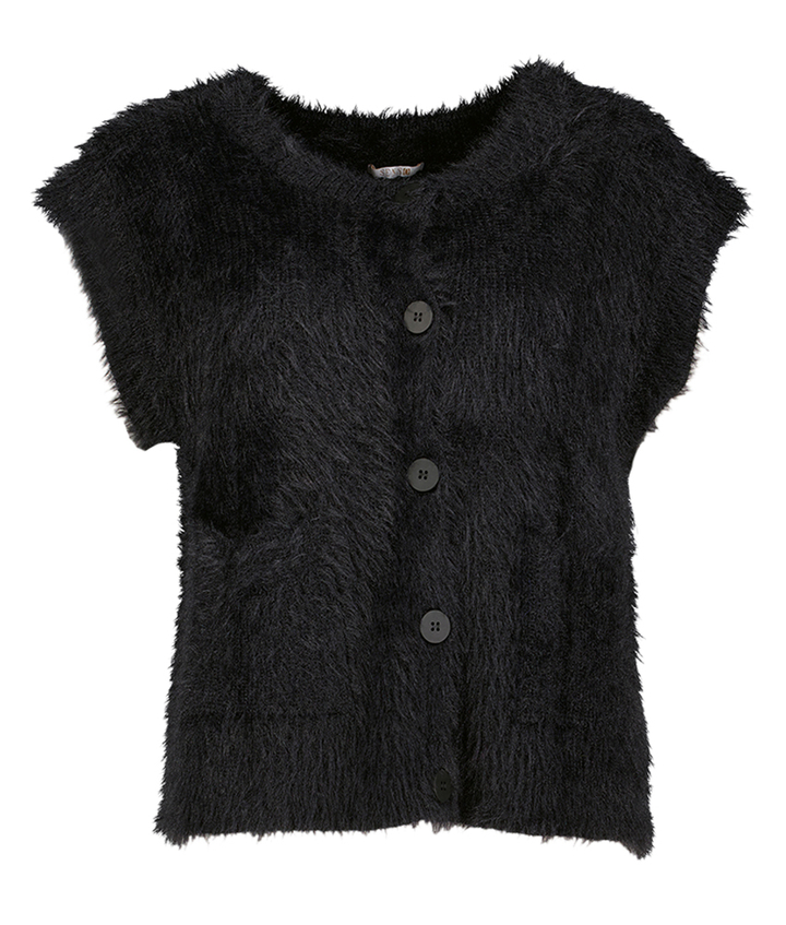 Zwarte gilet zonder mouwen met knopen Juline Senso 