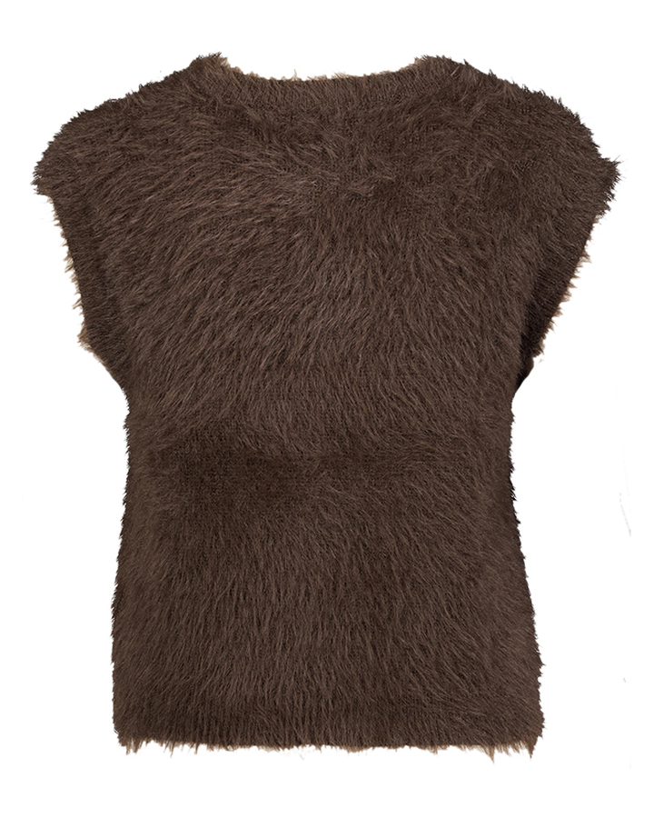Bruine gilet zonder mouwen met knopen Juline Senso 