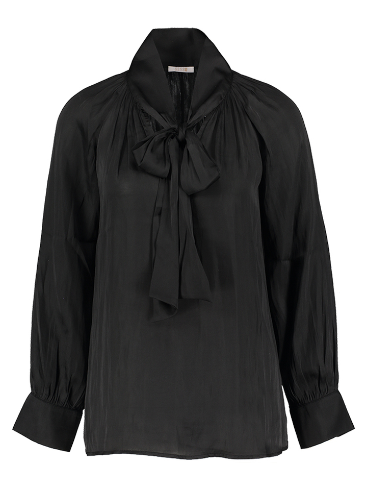 Zwarte bloes met strik aan de hals Inara Senso