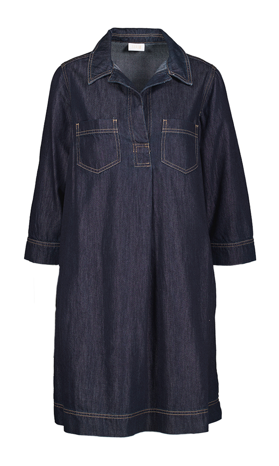 Donkerblauwe jeansjurk met V-hals Vegas Senso