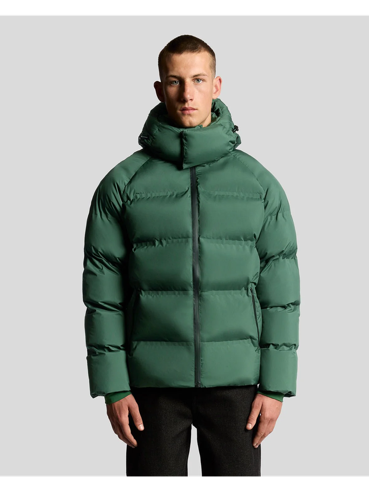 Groene puffer jacket met rits en kap Lyle&Scott 
