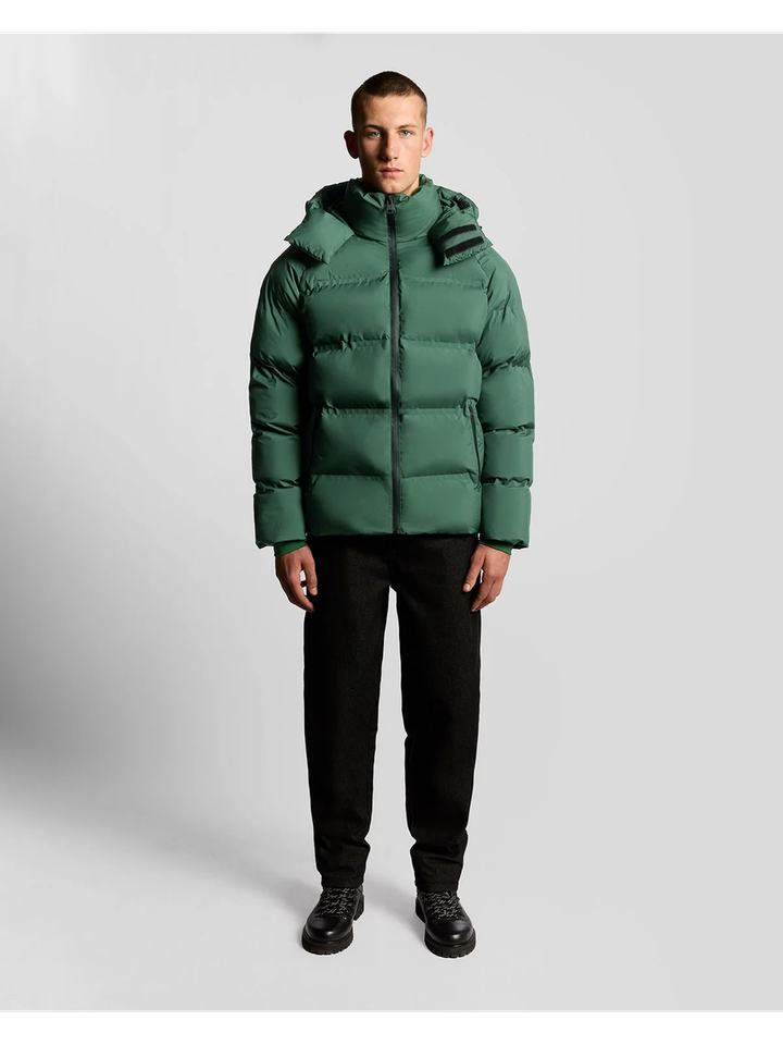 Groene puffer jacket met rits en kap Lyle&Scott 