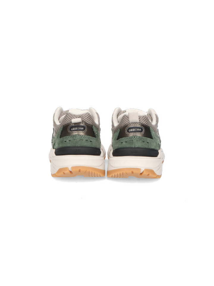 Sage Green Brons lage sneakers Grid Hub