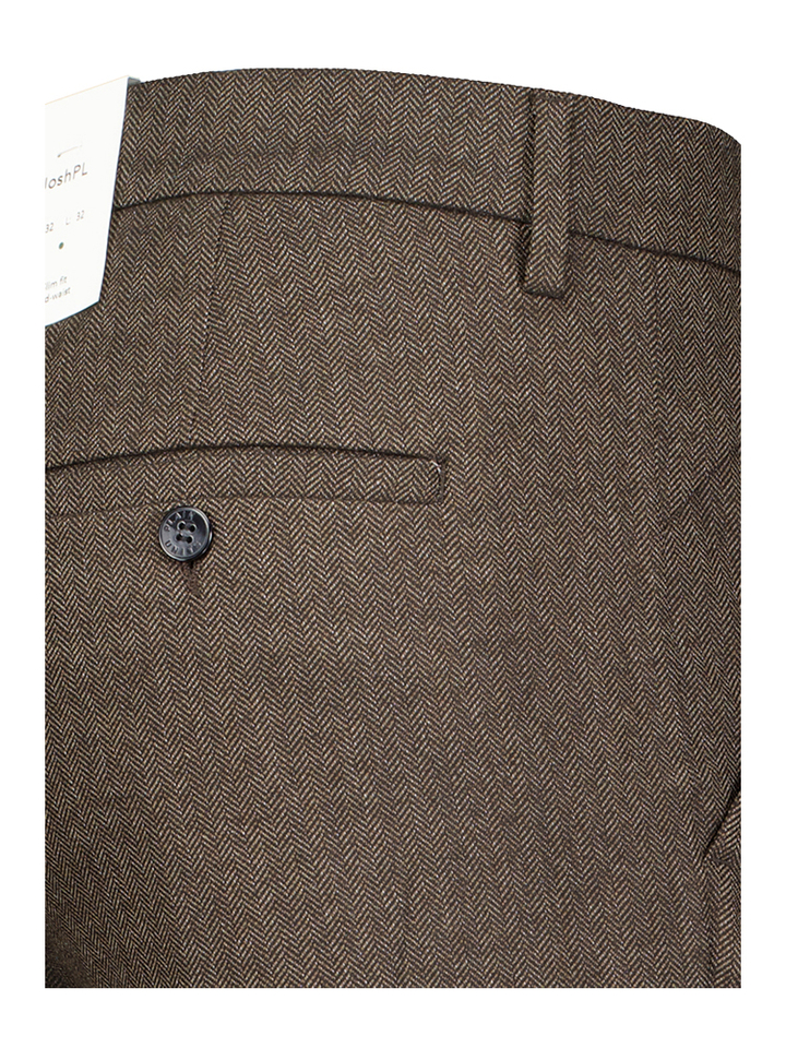 Bruine slim fit broek Josh Plain