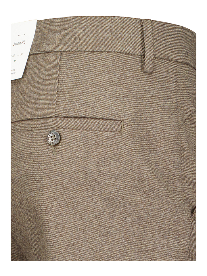 Taupekleurige slim fit broek met print Josh Plain