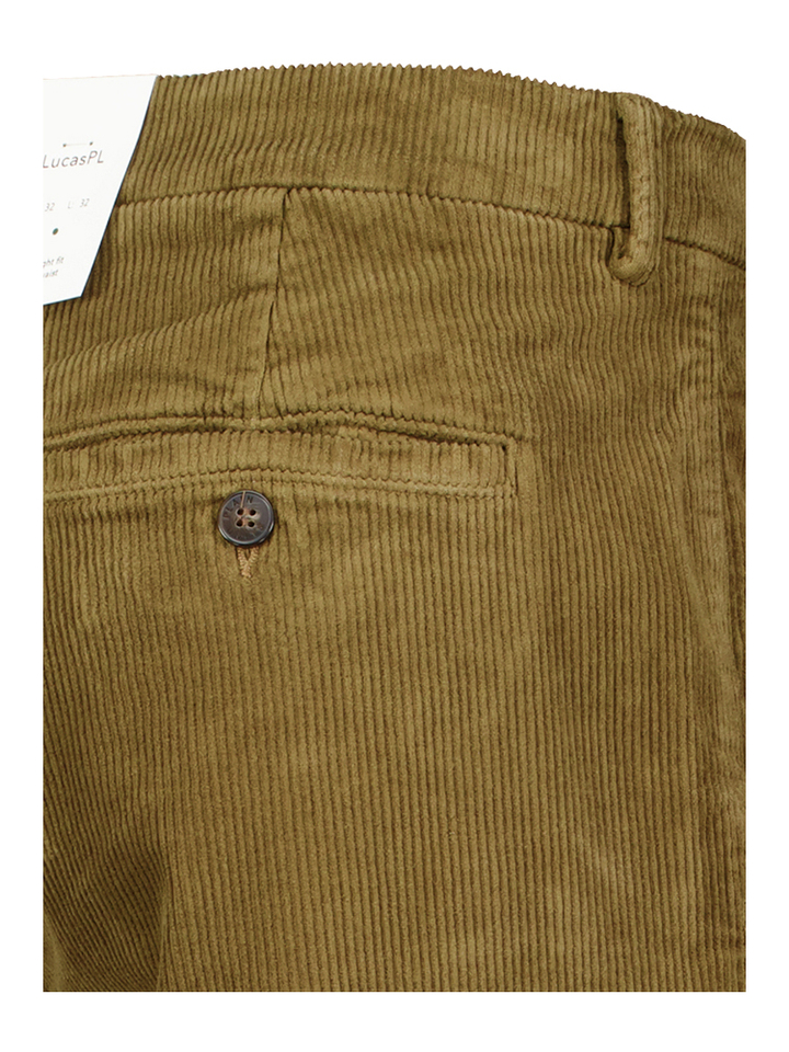 Groene ribfluwen broek Lucas Plain