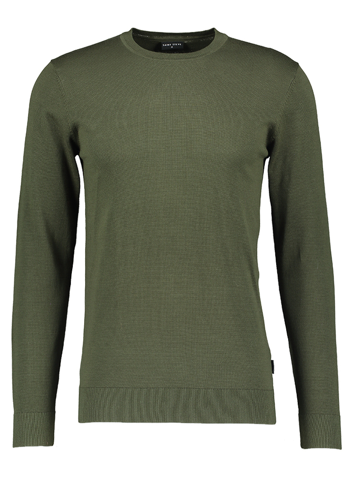 Forest green katoenen trui met ronde hals Bart Saint Steve