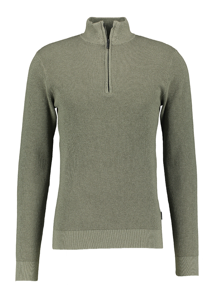 Groene pull met licht motief en korte rits Dominic Saint Steve