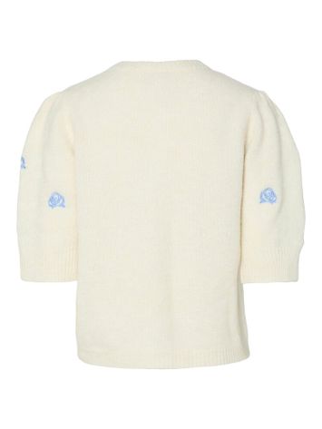 Creme kleurige cardigan met blauwe bloemen Yasenna Y.A.S