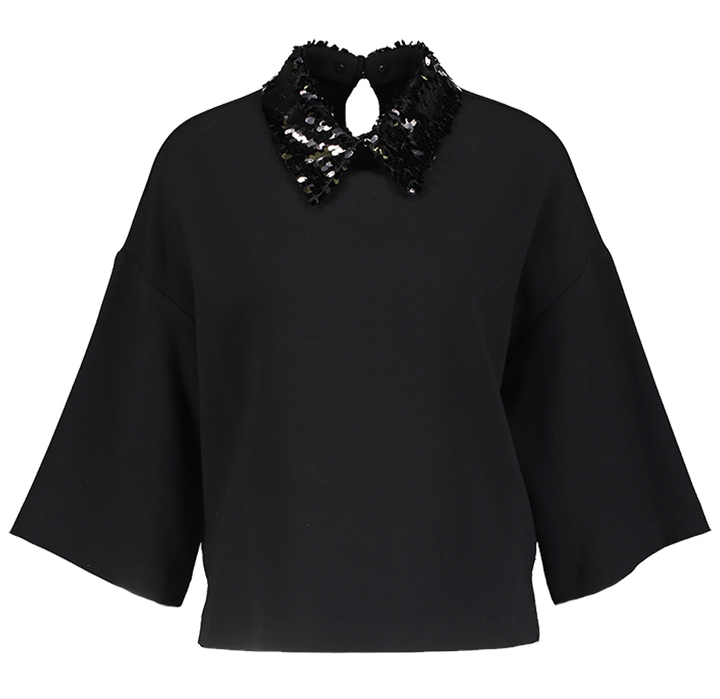 Zwarte bloes met pailetten aan de kraag Access 