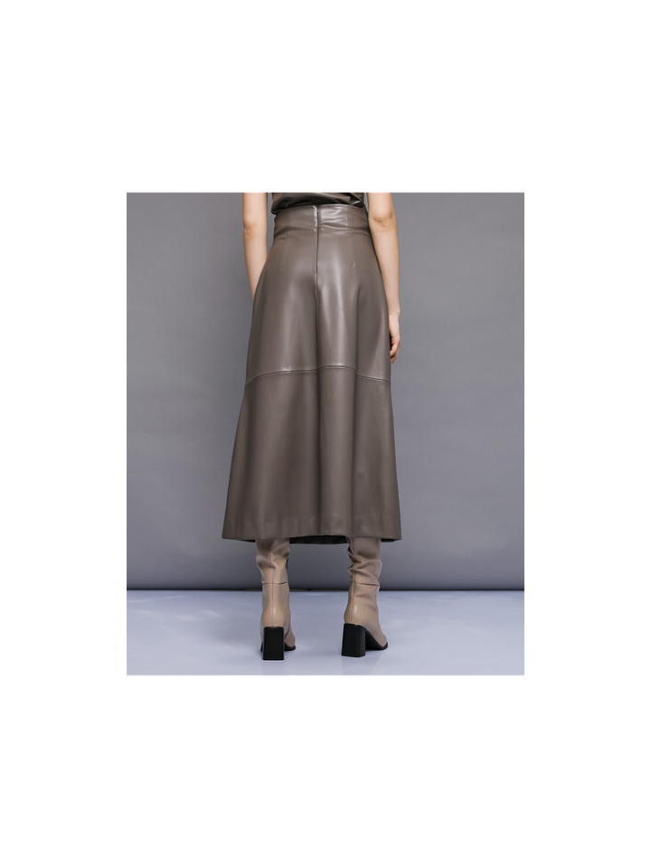 Grijze halflange rok in leder look Access 