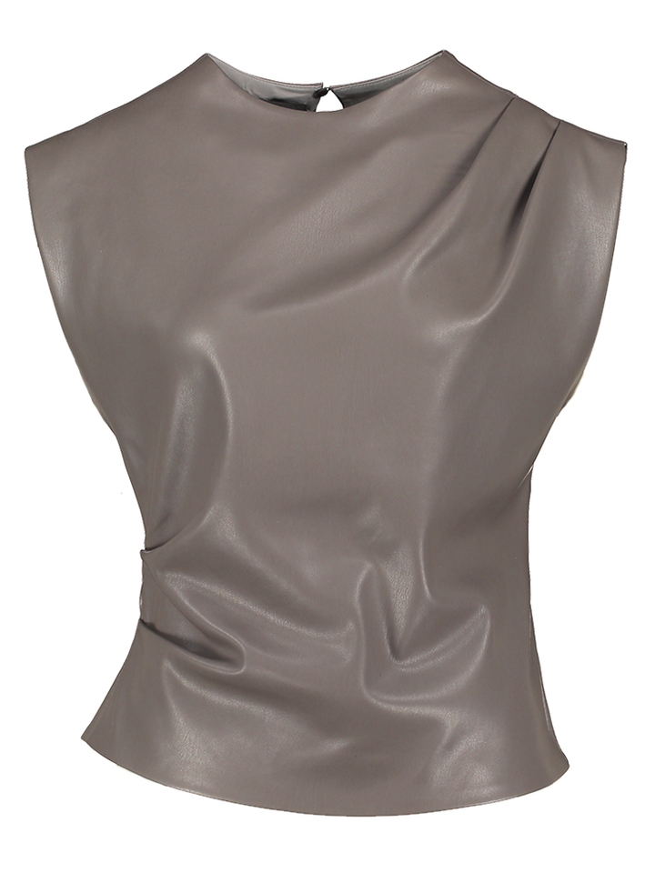 Grijze top in leder look Access 