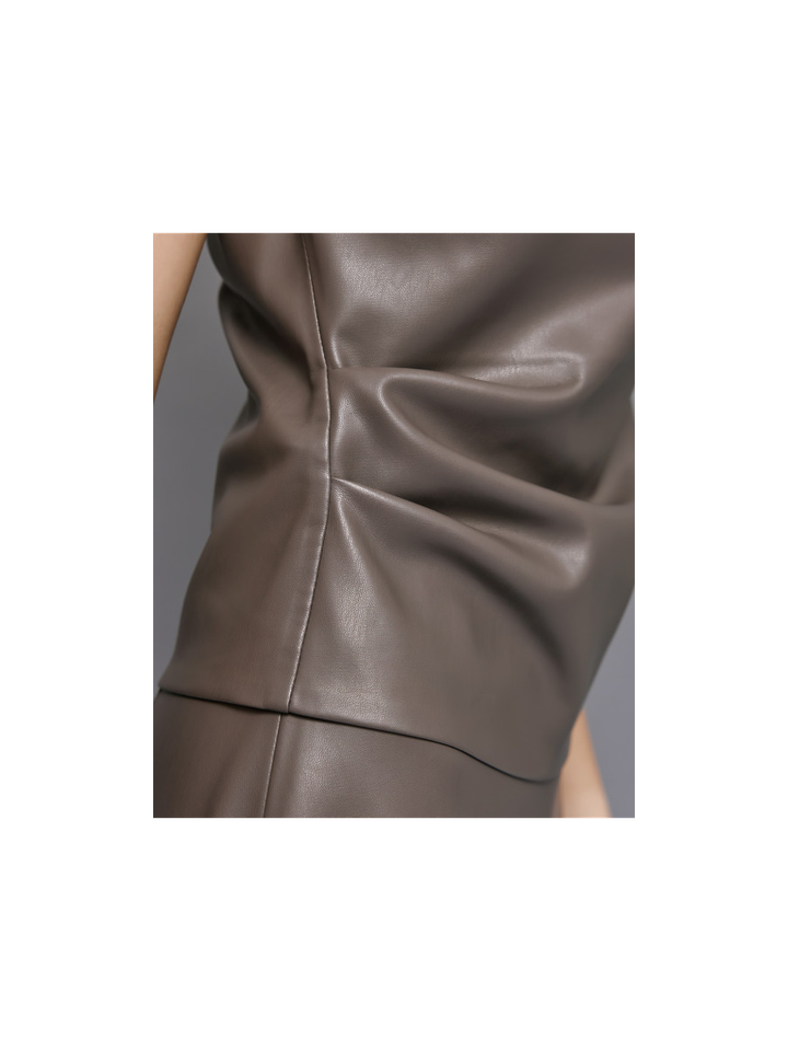 Grijze top in leder look Access 