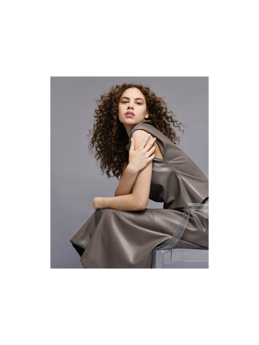Grijze top in leder look Access