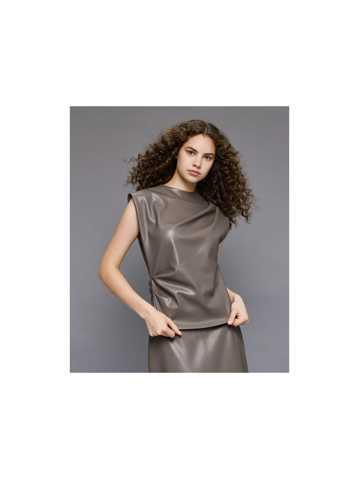 Grijze top in leder look Access 