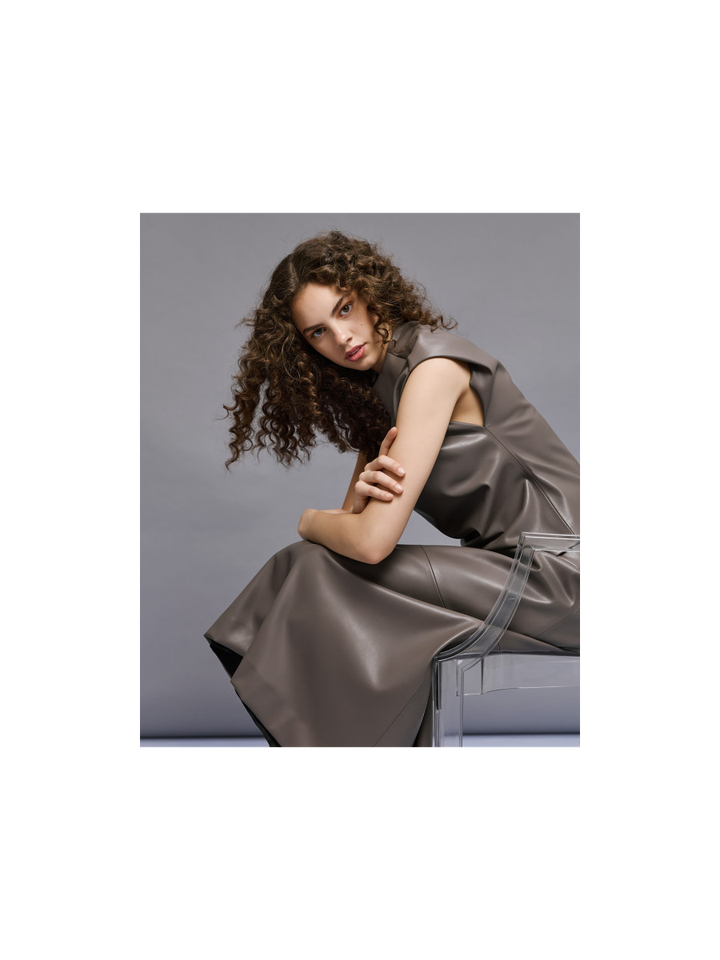 Grijze top in leder look Access 