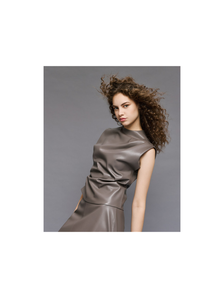 Grijze top in leder look Access 