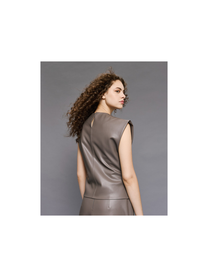 Grijze top in leder look Access 
