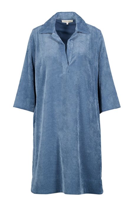 Blauwe jurk in corduroy met zakken Marie Mero