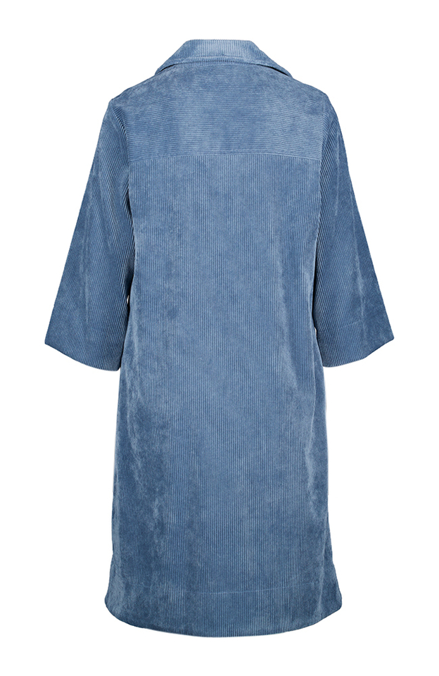 Blauwe jurk in corduroy met zakken Marie Mero 