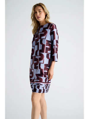 Lila jurk met bordeaux print Marie Méro