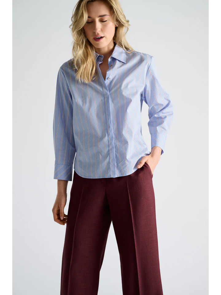 Lichtblauwe gestreepte katoenen blouse Marie Méro