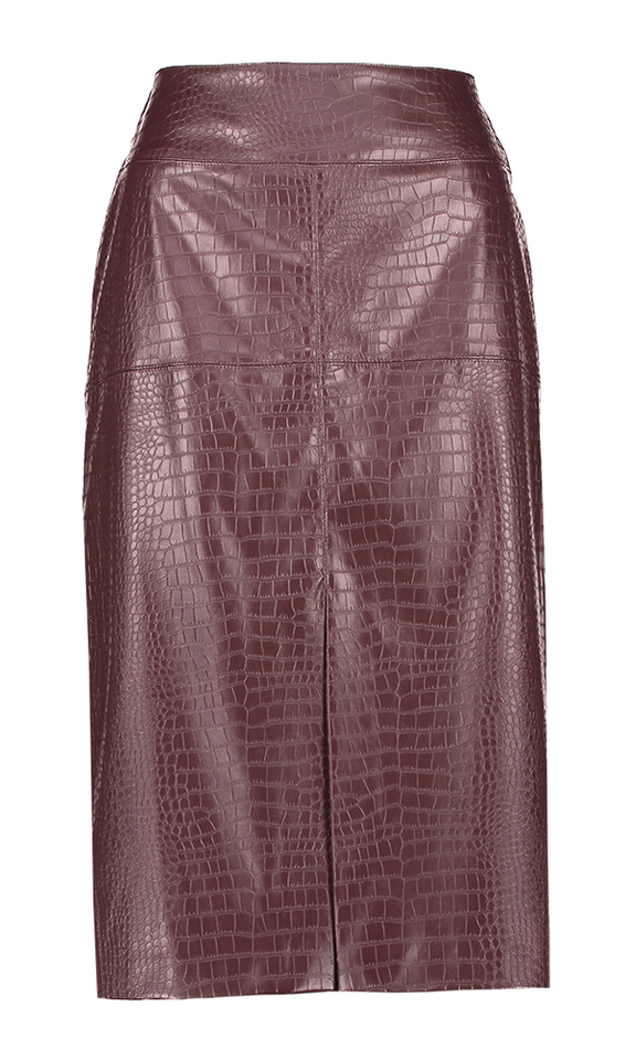 Bordeaux lederlook rok in crocco Marie Méro