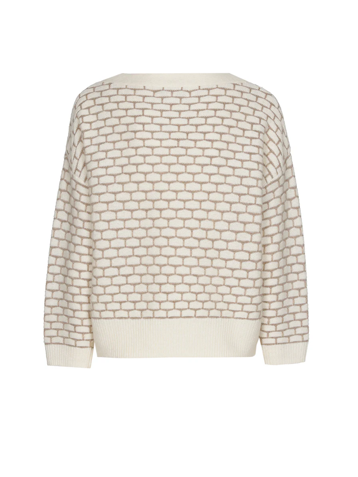 Ecru pull met beige baksteenpatroon Marie Méro
