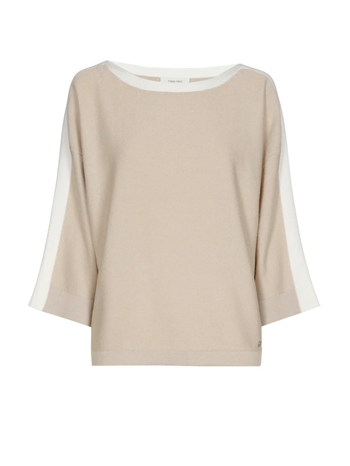 Beige trui met witte boord Marie Mero