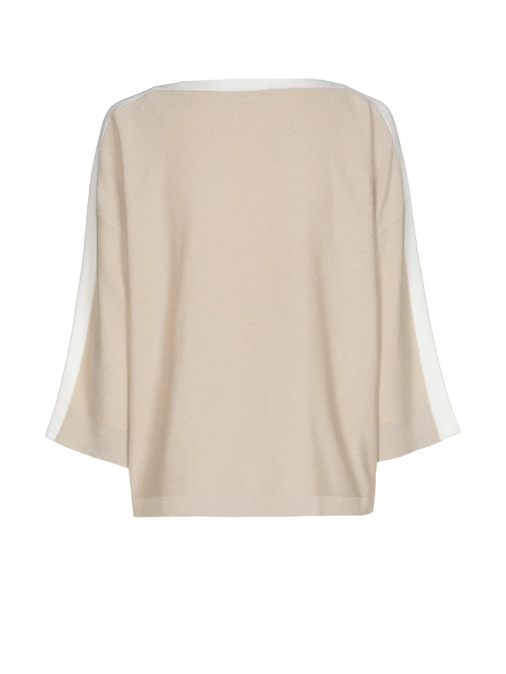 Beige trui met witte boord Marie Mero