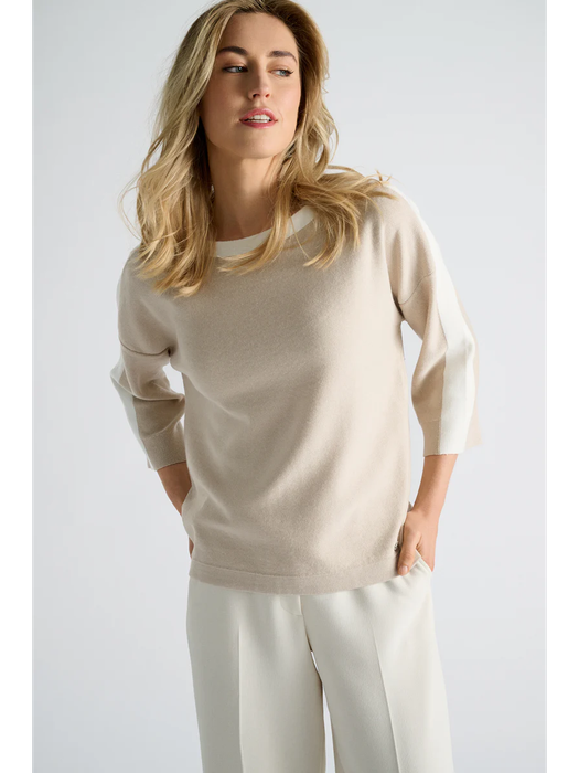 Beige trui met witte boord Marie Mero