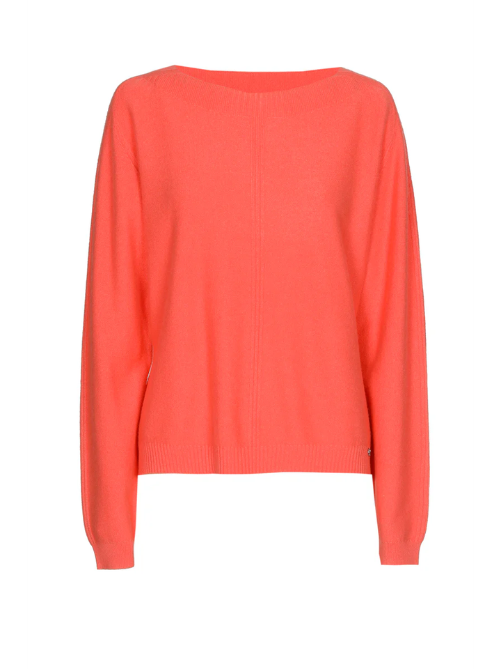Koraalkleurige pull met boothals Marie Méro