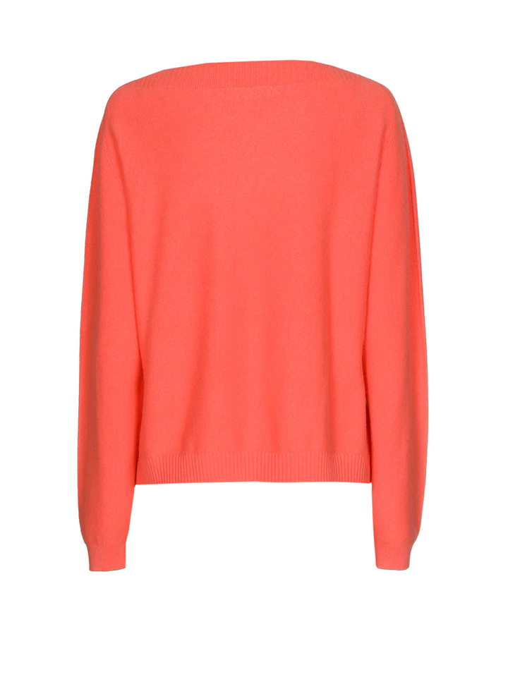 Koraalkleurige pull met boothals Marie Méro