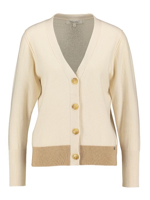 Beige gilet met donkerbruine onderkant en knopen Marie Méro