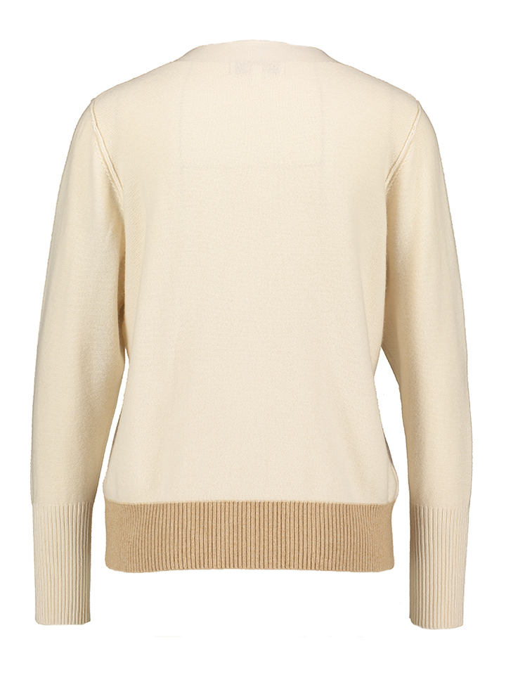 Beige gilet met donkerbruine onderkant en knopen Marie Méro