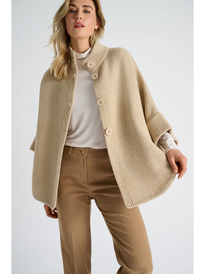 Beige poncho met knopen Marie Méro