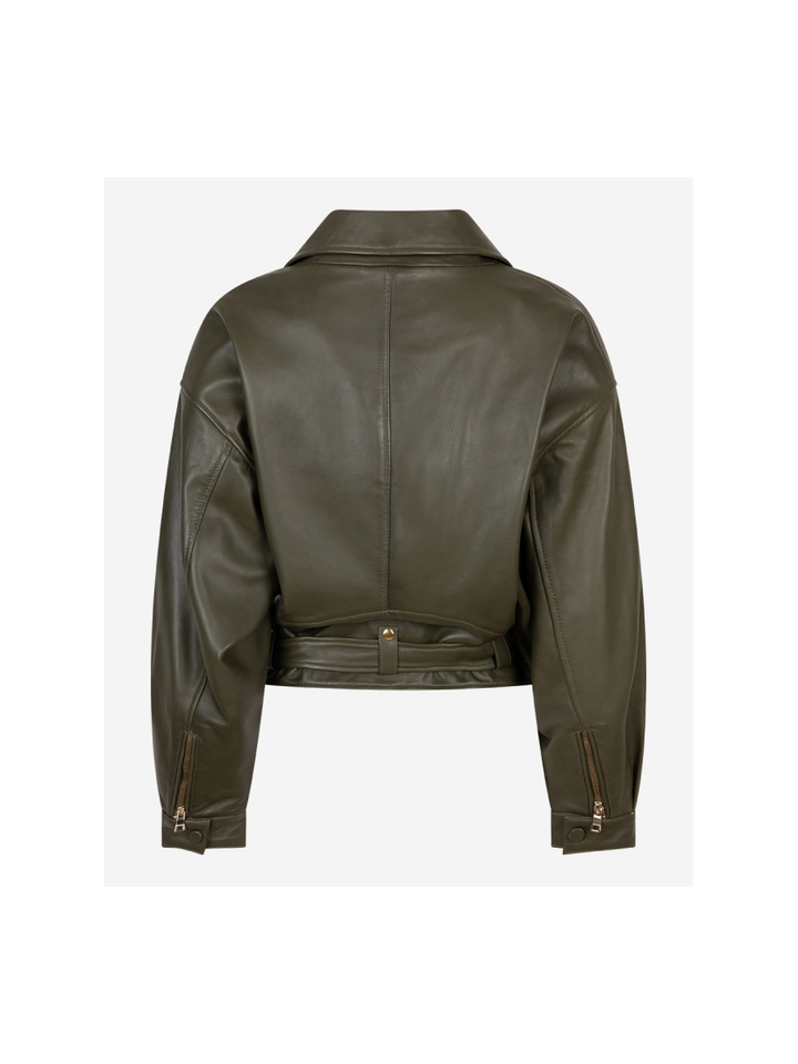 Kaki groene lederen jas Jonet Ibana