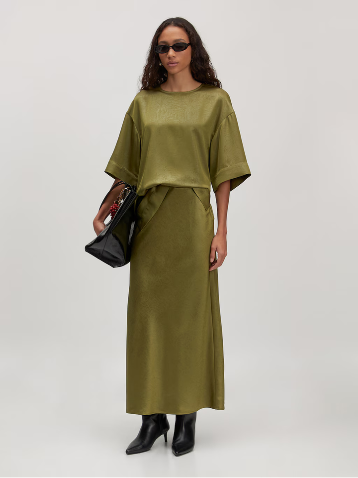 Groene lederlook rok Silva Edited