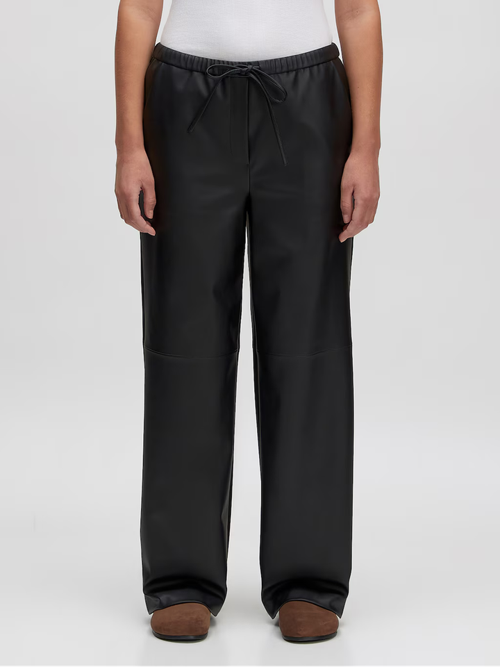 Zwarte wijde broek in leder look Jannah Edited 