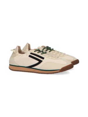 Vanille kleurige sneakers met donkergroene veters Panther Puraai