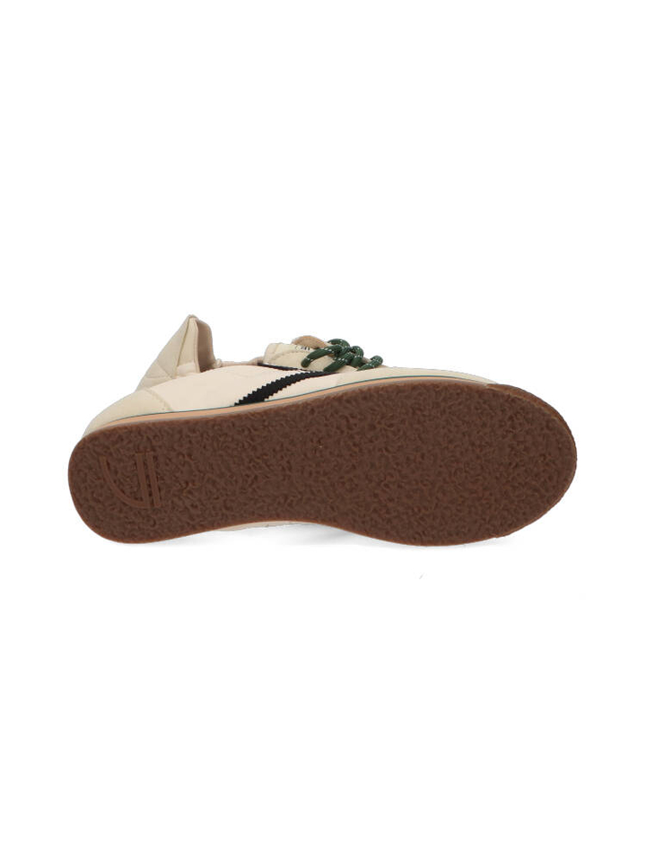 Vanille kleurige sneakers met donkergroene veters Panther Puraai