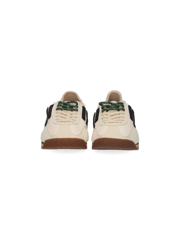 Vanille kleurige sneakers met donkergroene veters Panther Puraai