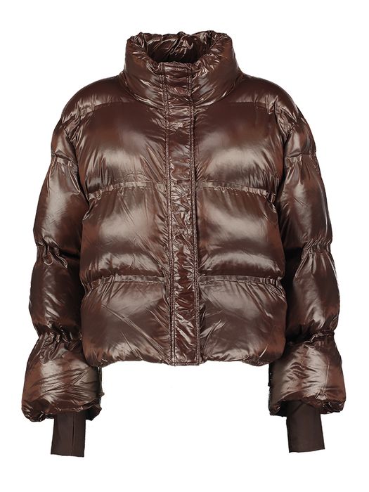 Donkerbruine glanzende padded jas Rhea Neo Noir