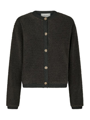 Neo Noir Antraciet kleurige teddy gilet met goudkleurige detailknopen Limo