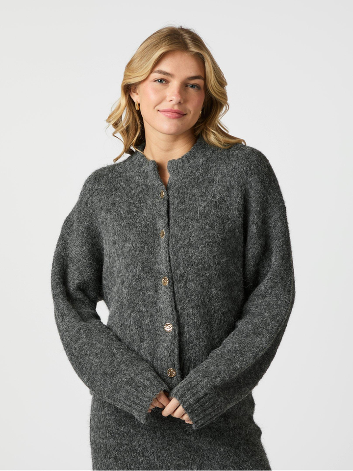 Donkergrijze pull met knoopsluiting Taura Neo Noir