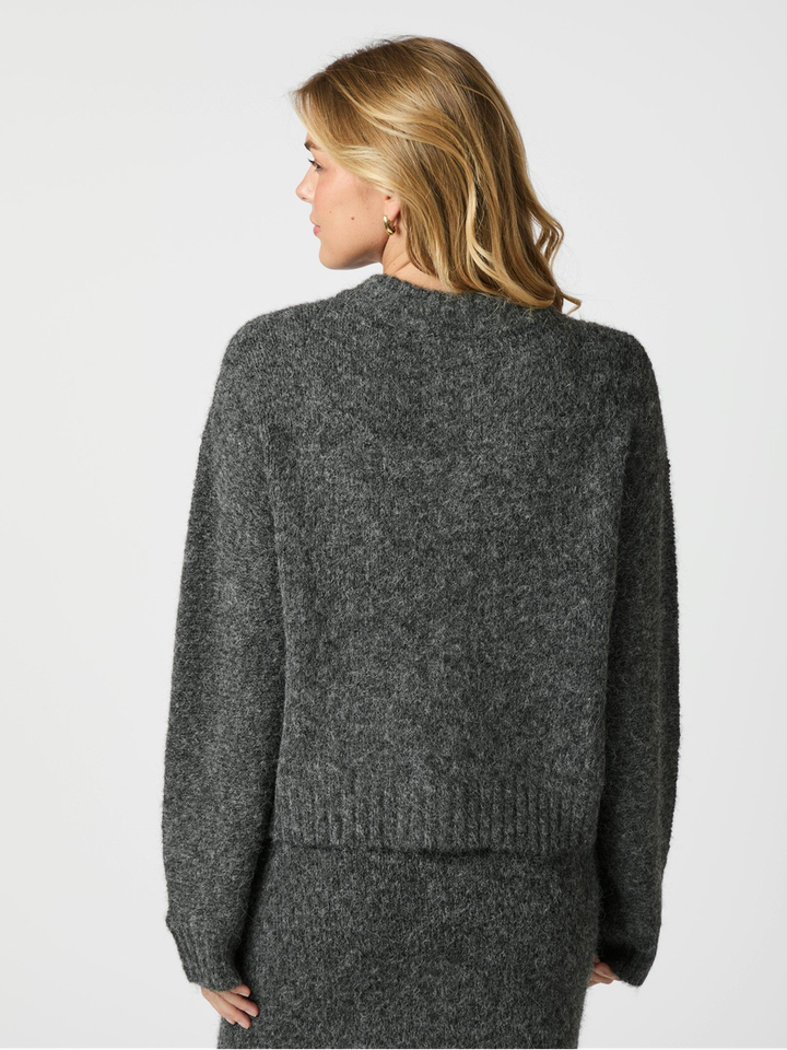 Donkergrijze pull met knoopsluiting Taura Neo Noir